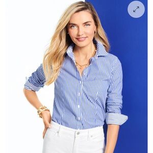 Talbots Blue and White Striped Button Down Shirt